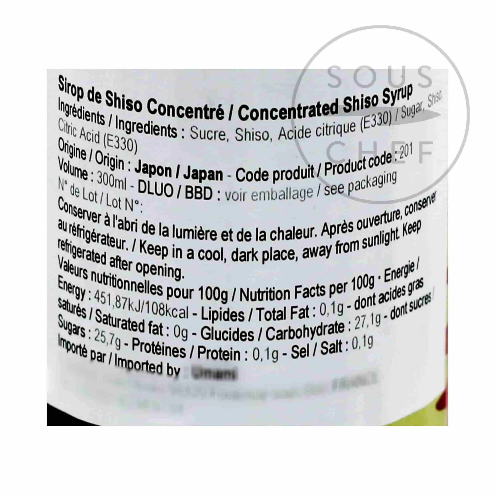 Outlet Concentrated Shiso Syrup, 300ml Ingredients Brands|Japanese Ingredients