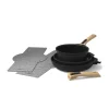 Outlet Lightweight Non-Stick 3 Piece Cookware Set with Detachable Handles, Black, BPA-Free Pots & Pans