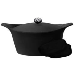 Outlet Lightweight Non-Stick Dutch Oven with Pot Holders, Black, BPA-Free Pots & Pans