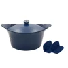 Best Lightweight Non-Stick Dutch Oven with Pot Holders, Blue, BPA-Free Pots & Pans