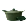 Hot Lightweight Non-Stick Dutch Oven with Pot Holders, Green, BPA-Free Pots & Pans