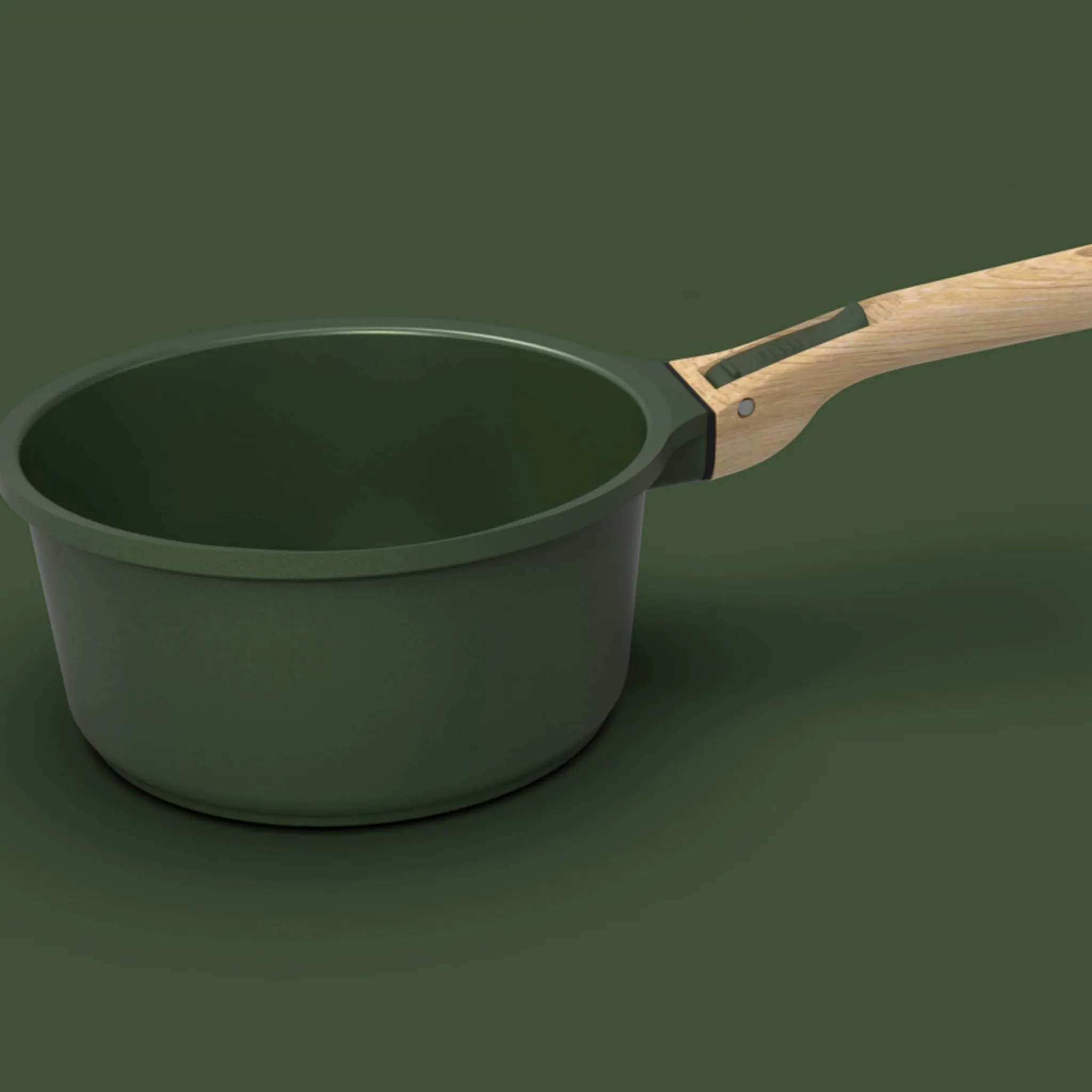 New Lightweight Non-Stick 3 Piece Cookware Set with Detachable Handles, Green, BPA-Free Pots & Pans