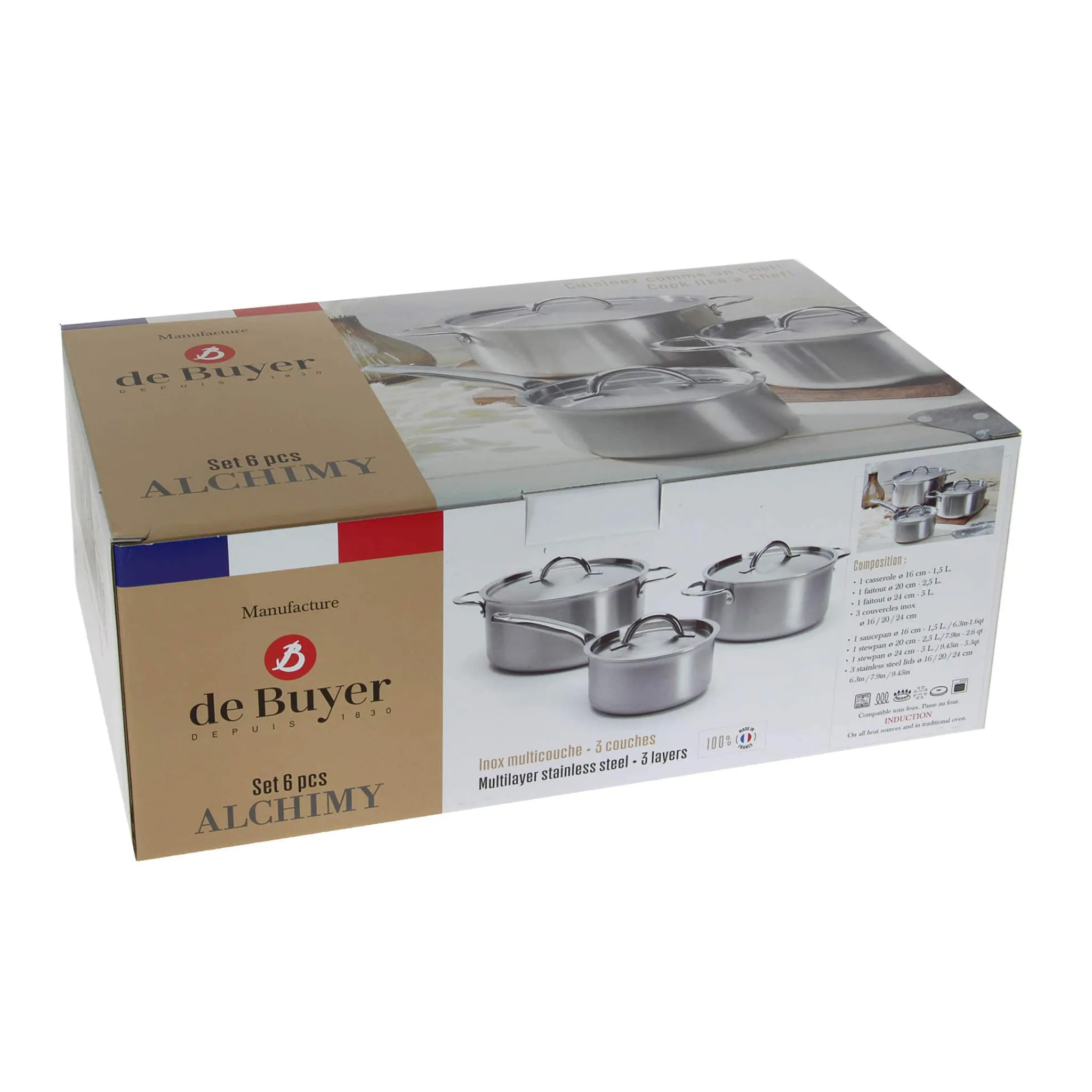 Clearance Alchimy 3 Piece Cookware Set with Lids Pots & Pans