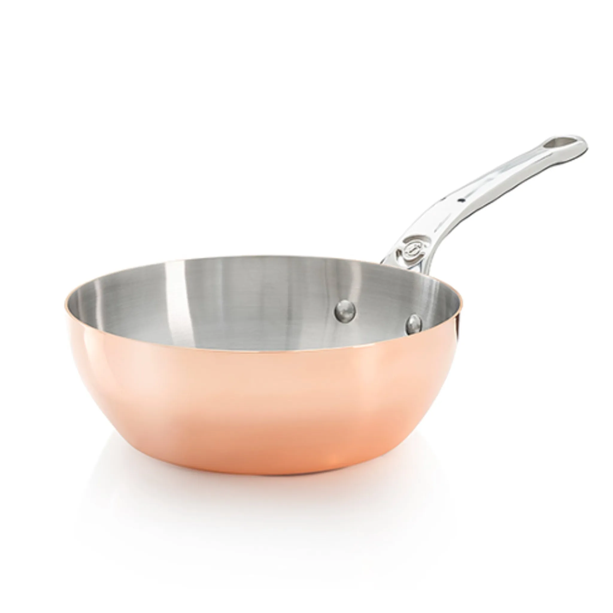 Inocuivre Conical Copper Saute Pan with Stainless Steel Handle, 20cm Pots & Pans