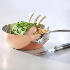 Inocuivre Conical Copper Saute Pan with Stainless Steel Handle, 20cm Pots & Pans