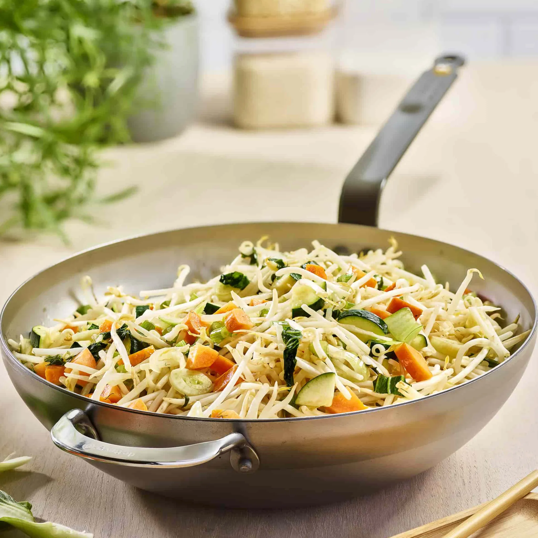 Mineral B Flat Base Wok, 32cm Pots & Pans