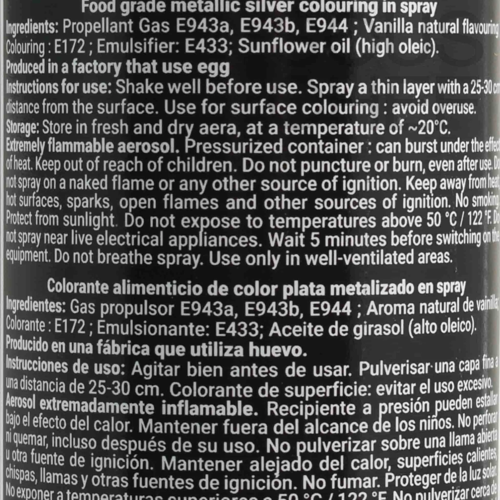 New Metallic Silver Spray, 300ml Ingredients Brands|Baking Ingredients