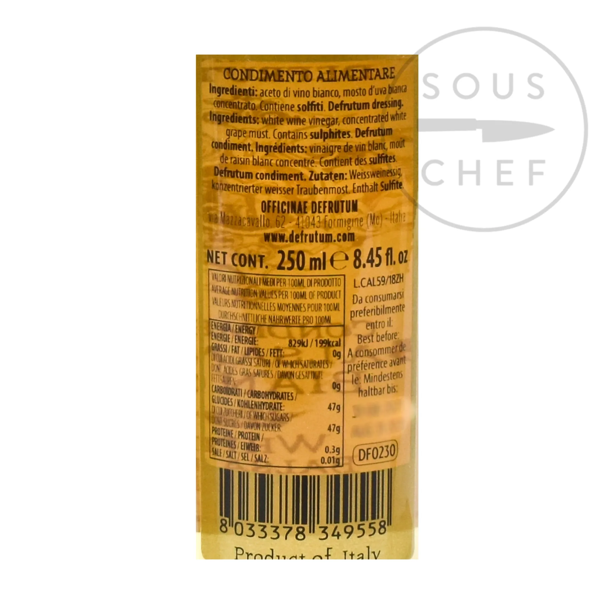 White Balsamic Condiment, 250ml Ingredients Brands|Italian Ingredients