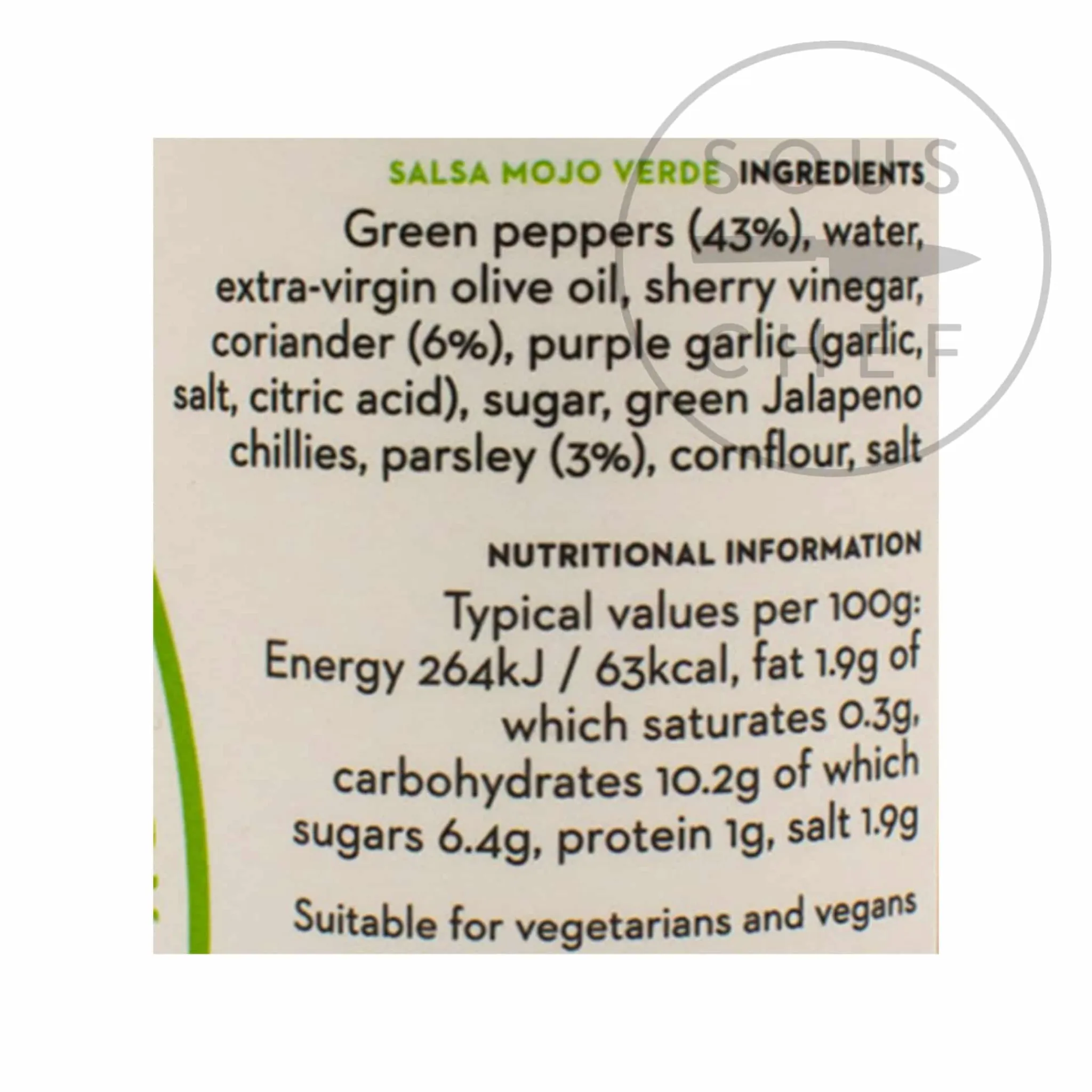 Salsa Mojo Verde Spanish Ingredients|Sauces & Condiments