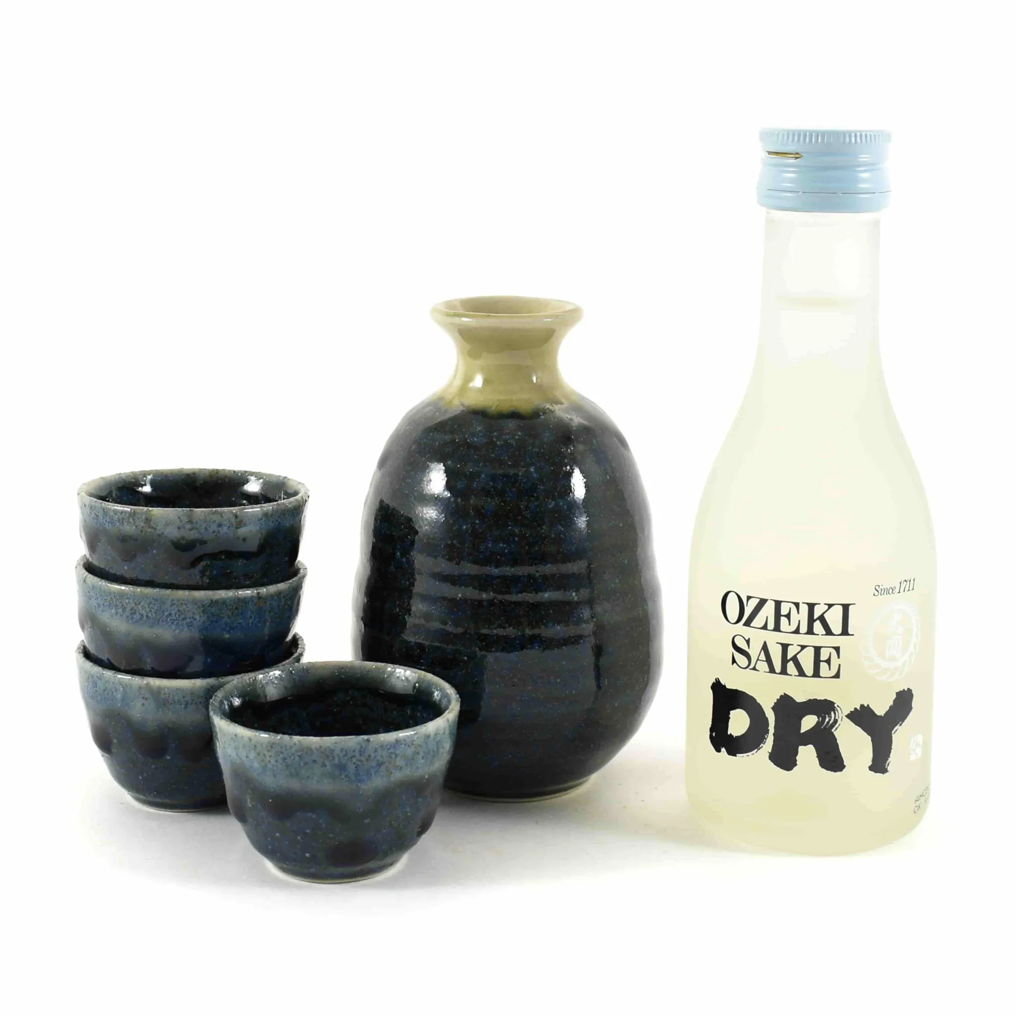 Hot Deluxe Blue Glaze Sake Set with Sake Japanese Ingredients|Japanese Tableware