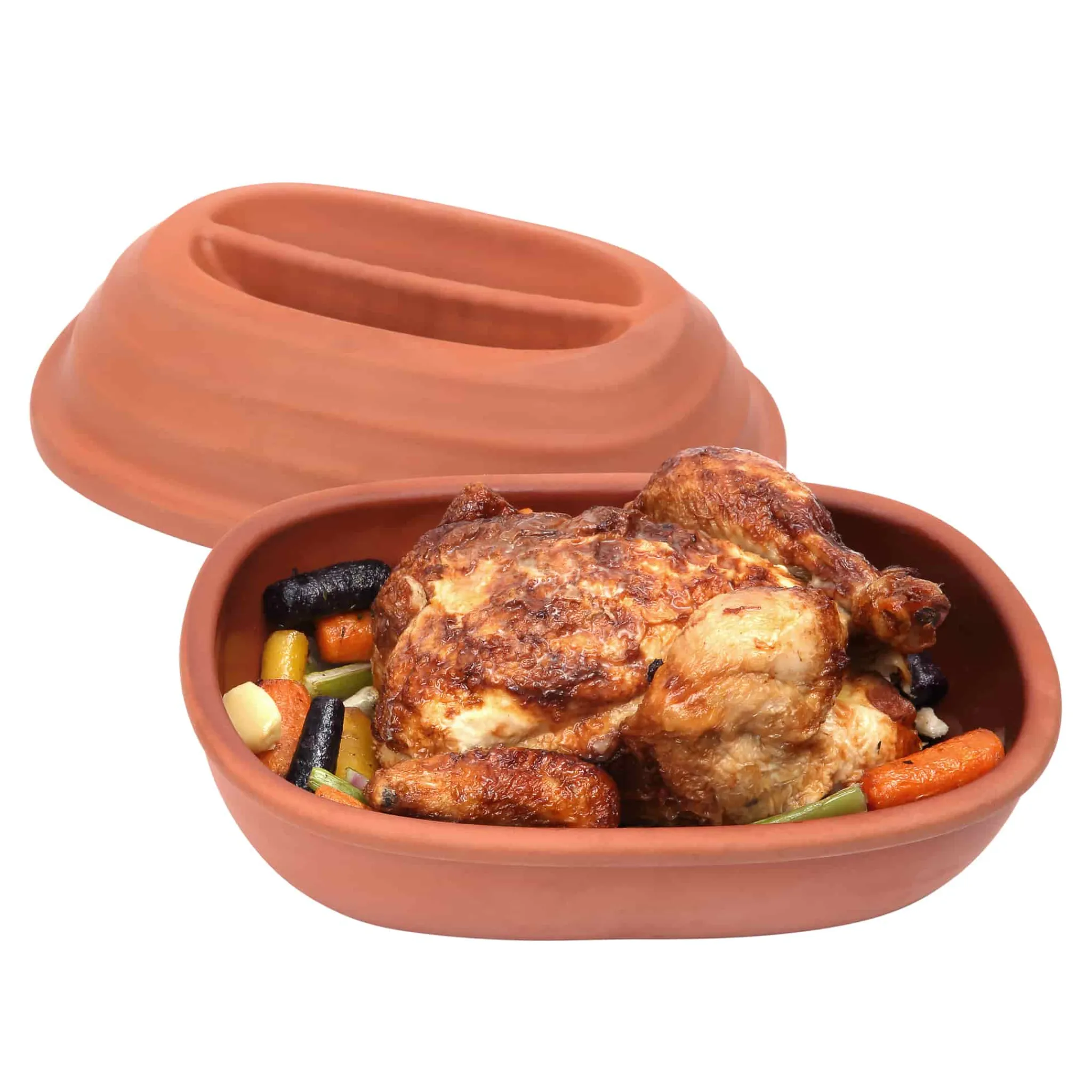 Hot Terracotta Chicken Roaster with Lid, 21x30cm Pots & Pans