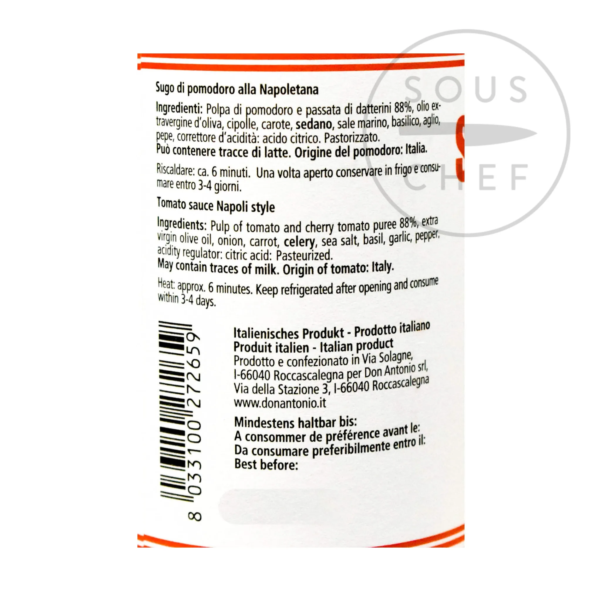 New Napoletana Sauce, 500g Italian Ingredients|Vegetables