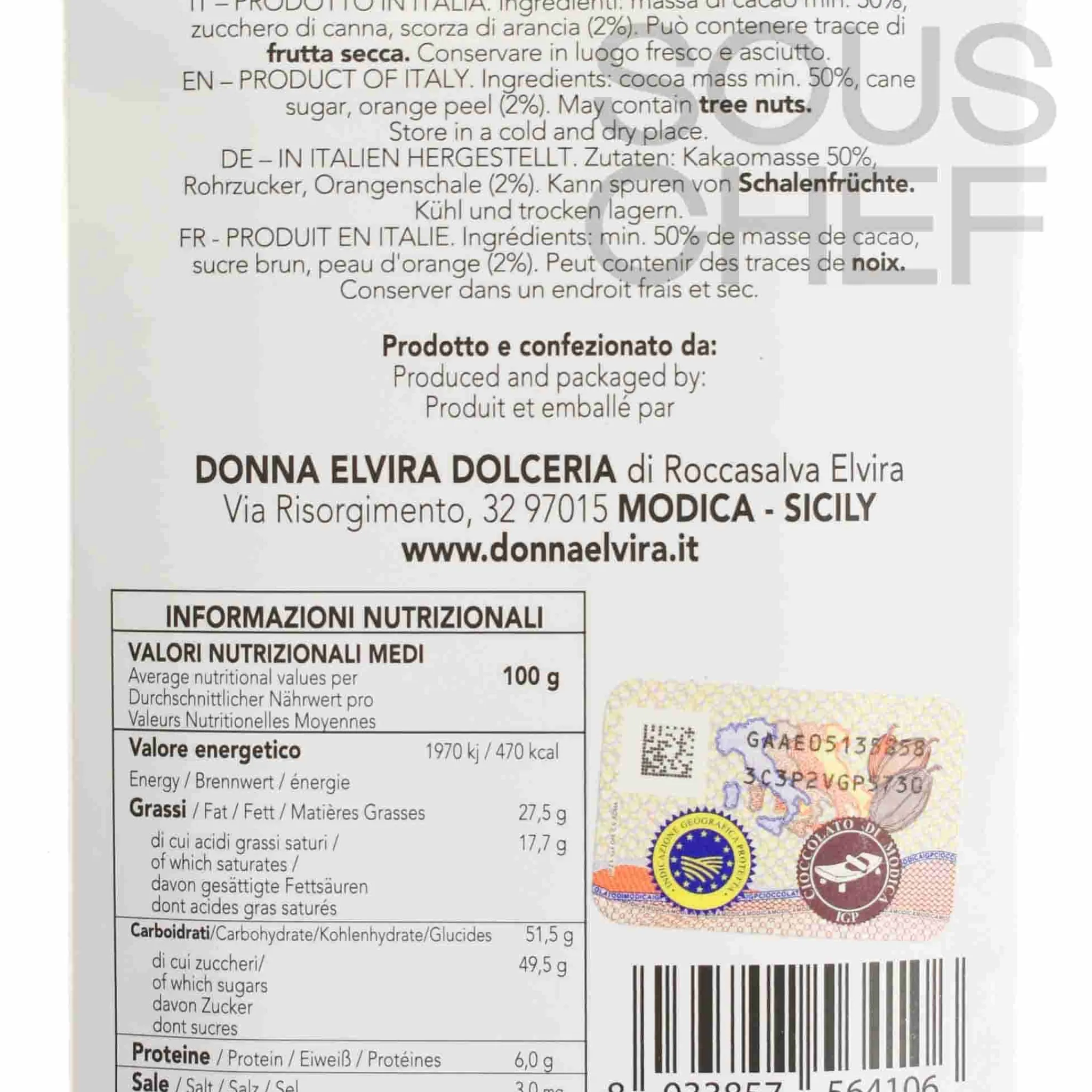 Online Orange PGI Modican Chocolate Bar, 70g Italian Ingredients|Chocolate & Sweets