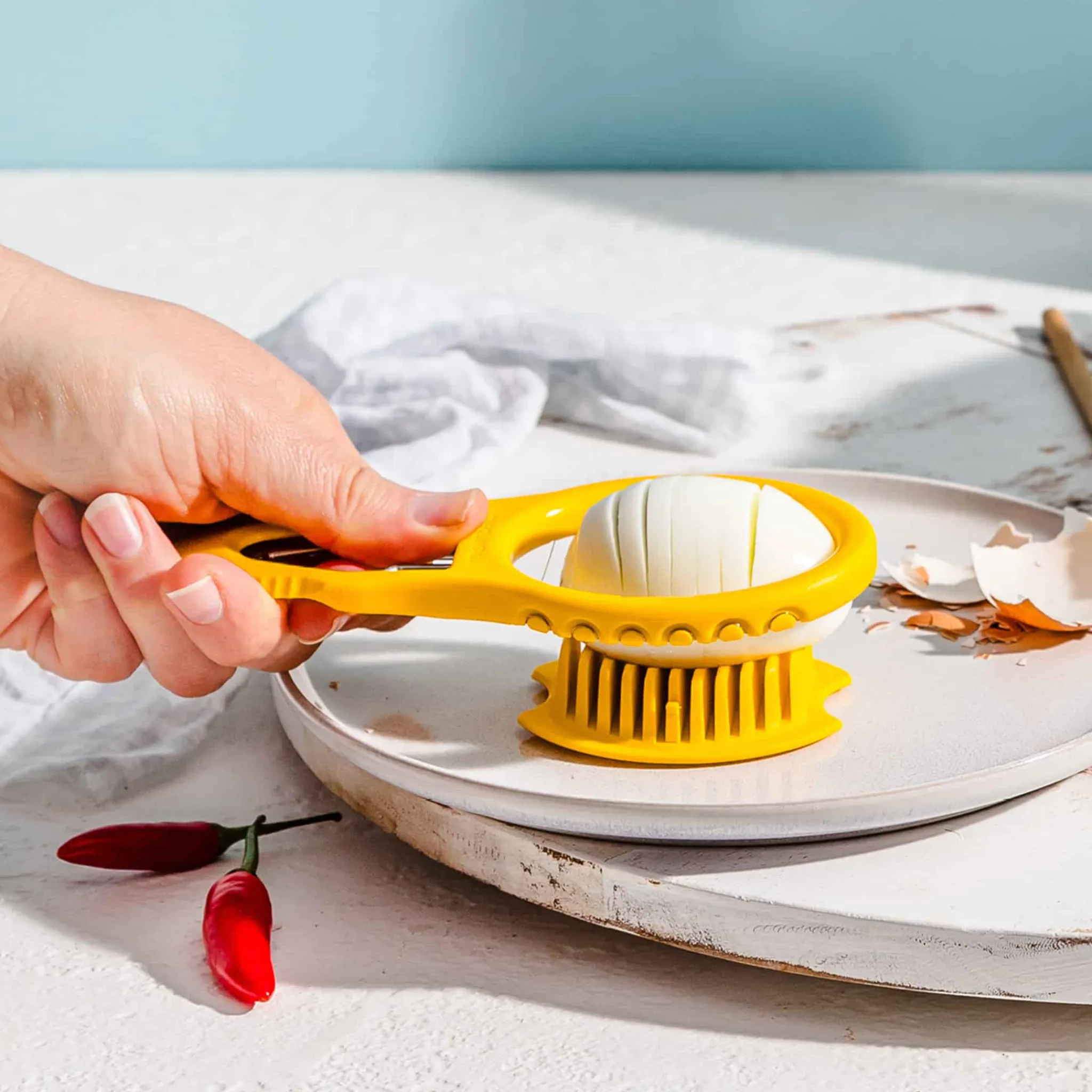 Yellow Eggler Egg Peeler and Slicer Kitchen Tools & Utensils