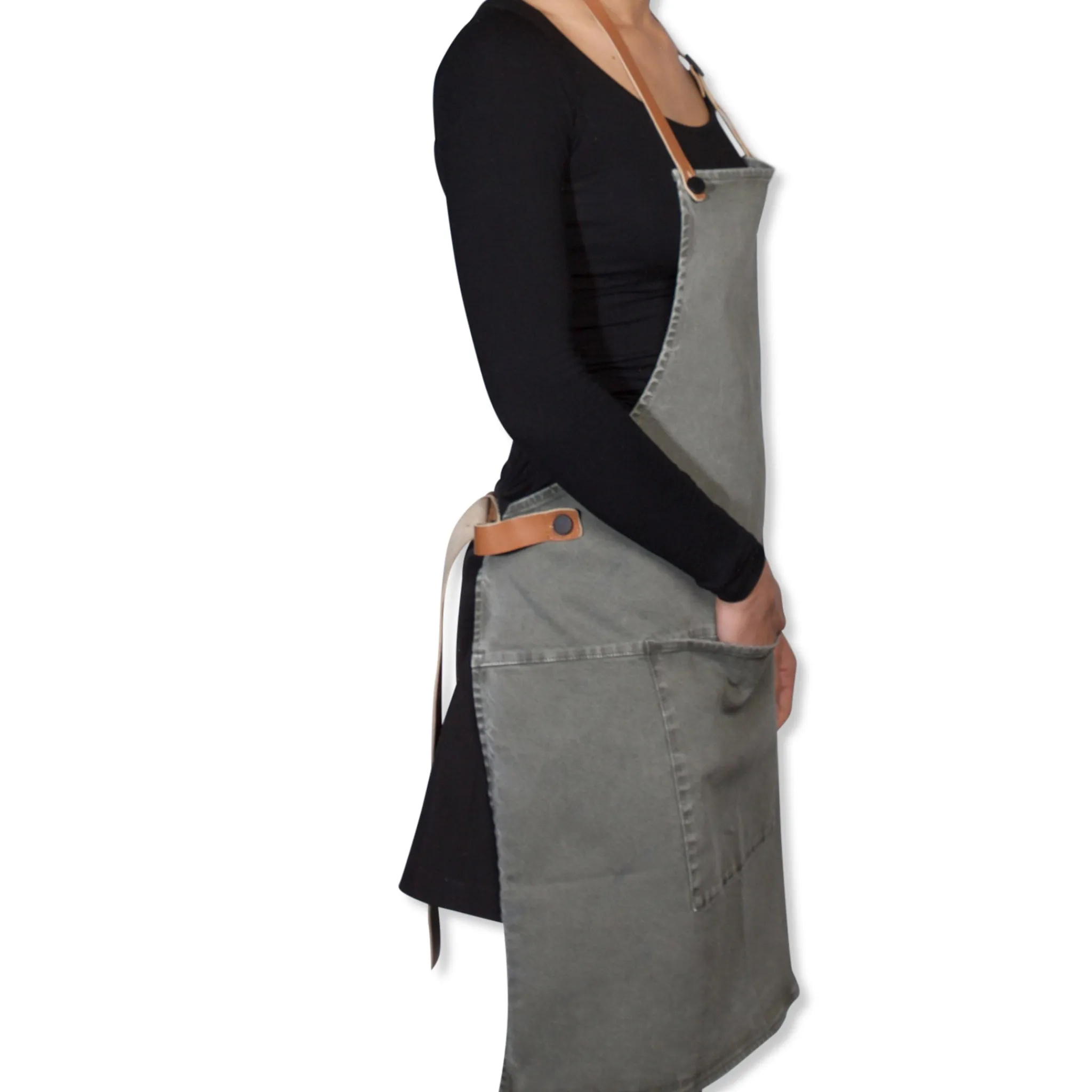 Online Canvas BBQ Apron in Grey-Green Kitchen Textiles & Clothing