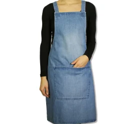 Clearance Denim Suspender Apron in Blue Kitchen Textiles & Clothing