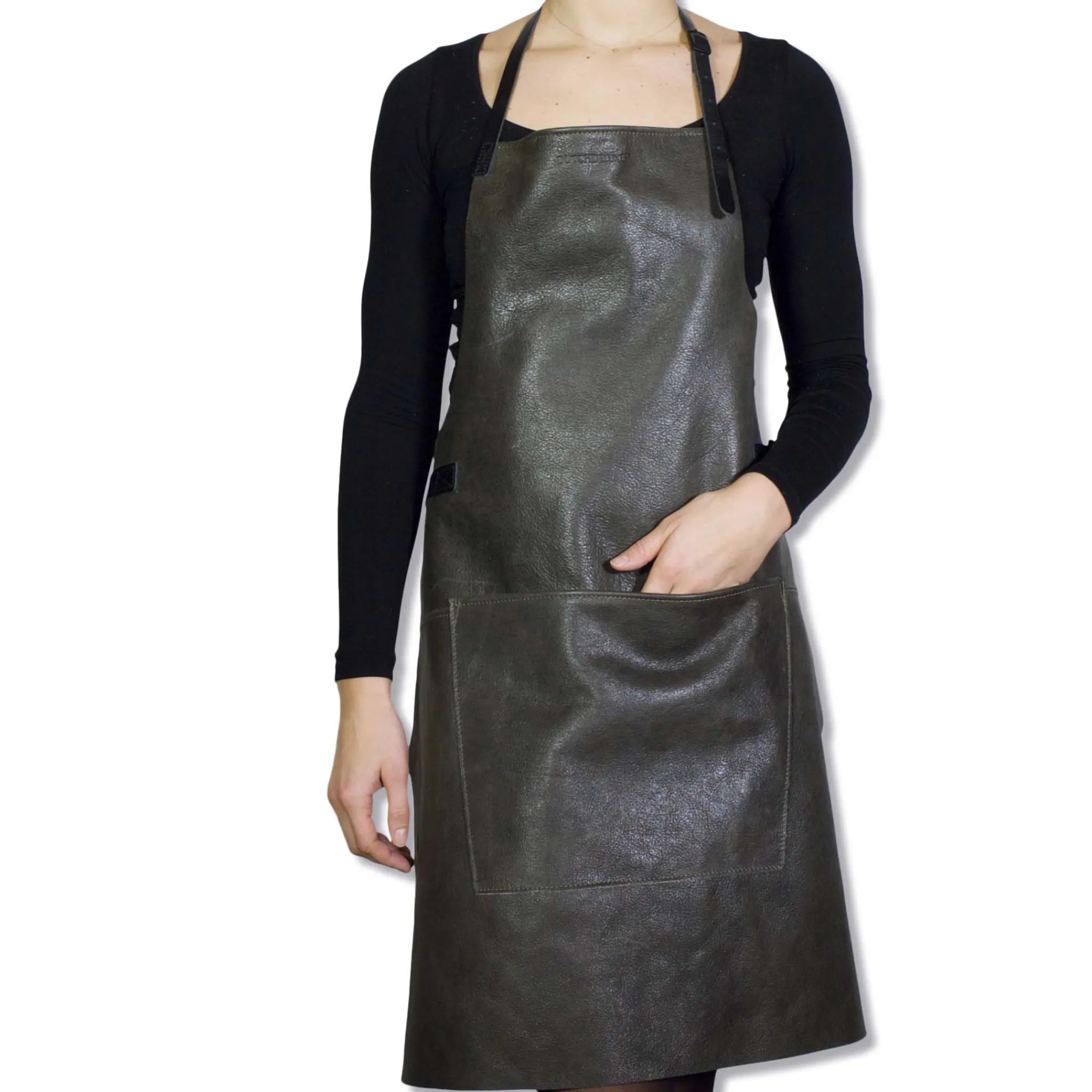 Leather BBQ Apron in Vintage Grey Kitchen Textiles & Clothing