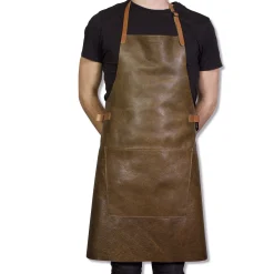 Outlet Leather BBQ Apron in Vintage Brown Kitchen Textiles & Clothing