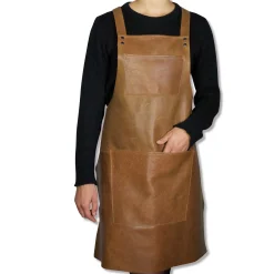 New Leather Suspender Apron in Vintage Camel Kitchen Textiles & Clothing