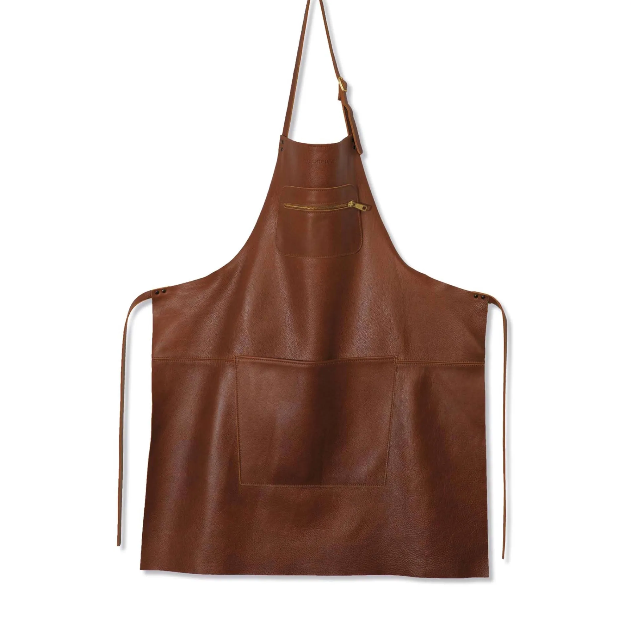 New Leather Zipper Apron in Classic Brown Kitchen Textiles & Clothing