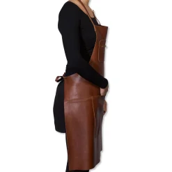 New Leather Zipper Apron in Classic Brown Kitchen Textiles & Clothing