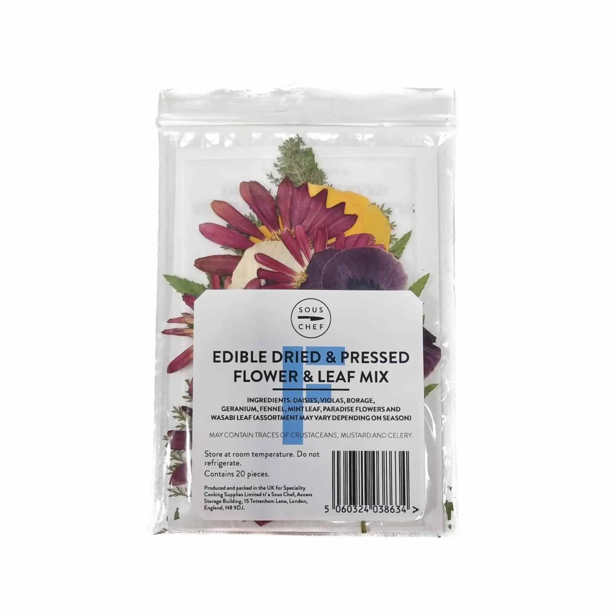 Sale Edible Dried & Pressed Flower & Leaf Mix, 20 pieces Ingredients Brands|Baking Ingredients