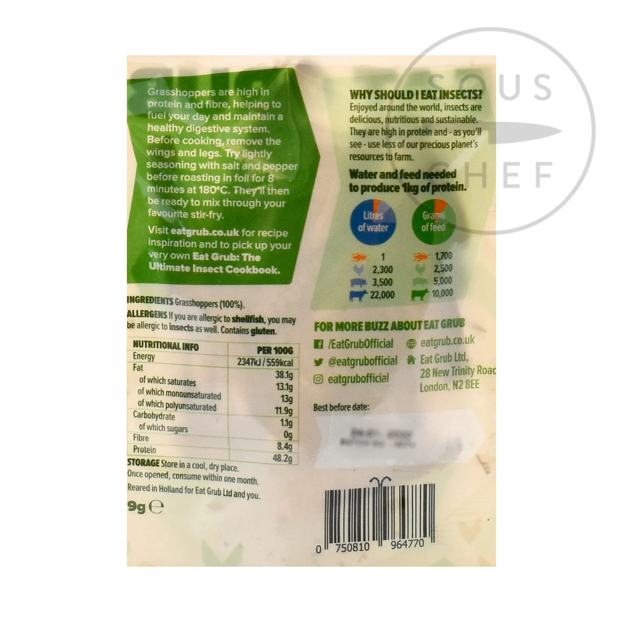 Discount Edible Grasshoppers, 9g Ingredients Brands|Made In The Uk
