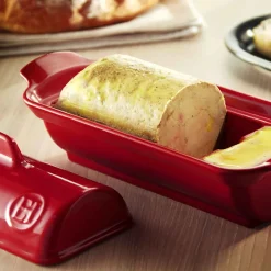 New Red Foie Gras Medallion Dish with Lid, 24.5x10cm French Ingredients|Baking Supplies & Equipment