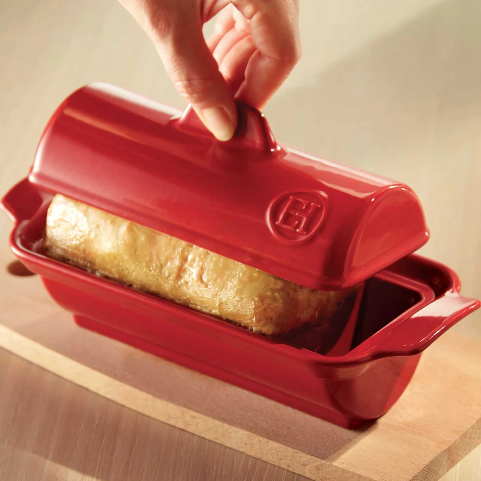 New Red Foie Gras Medallion Dish with Lid, 24.5x10cm French Ingredients|Baking Supplies & Equipment