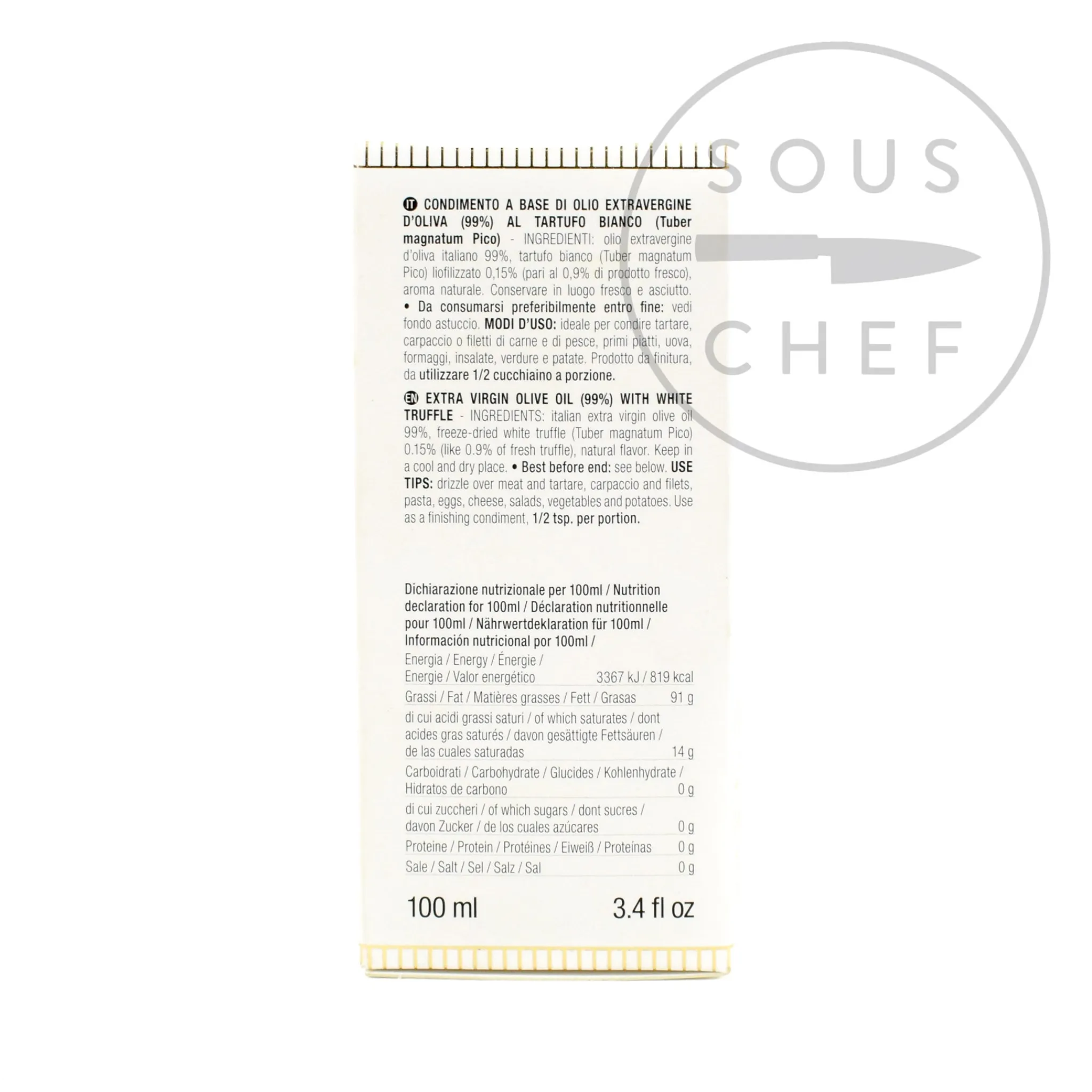 New Extra Virgin Olive Oil With White Truffle Slices, 100ml Ingredients Brands|Italian Ingredients