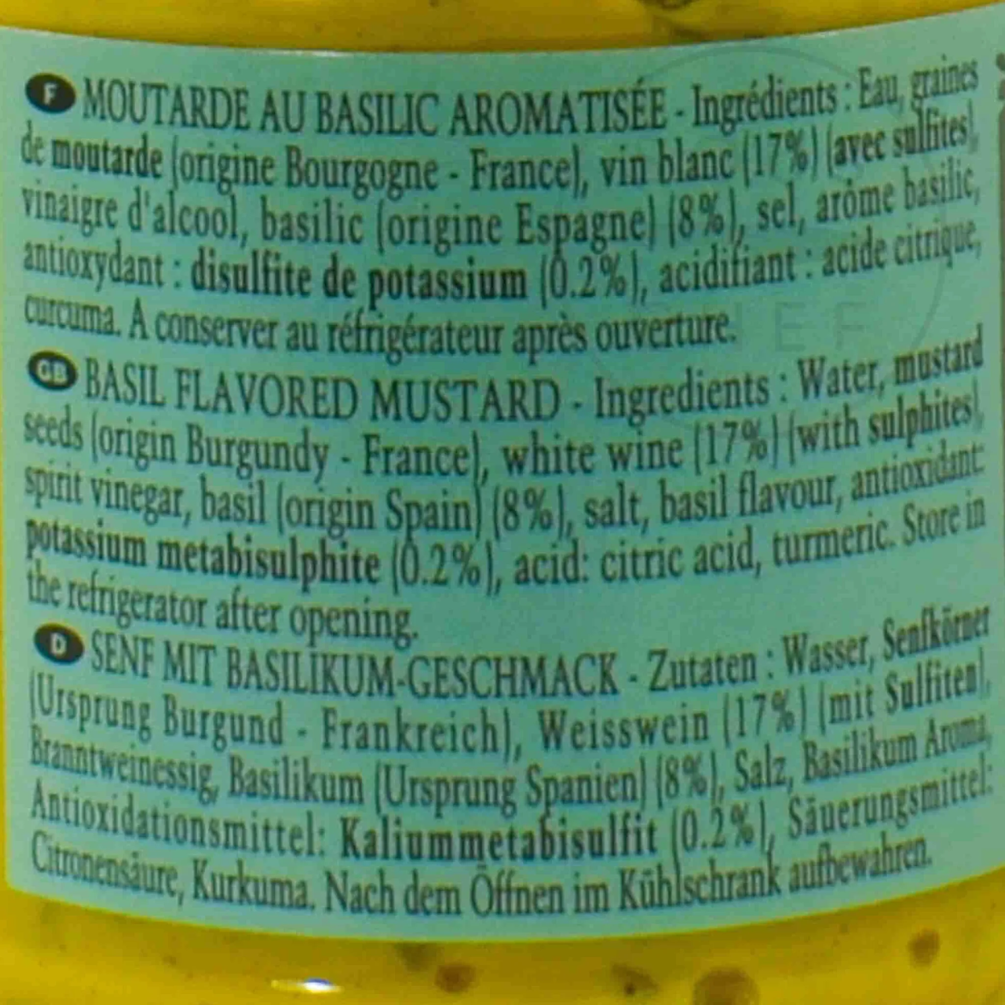 Sale Dijon Mustard With Basil, 205g Ingredients Brands|French Ingredients
