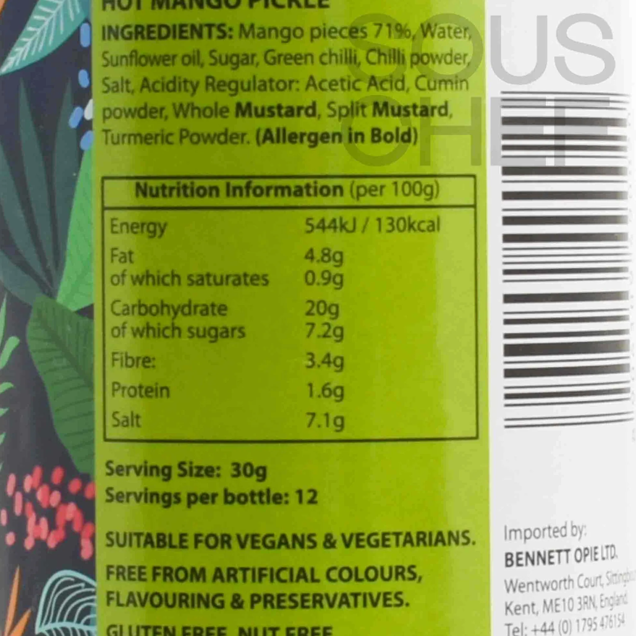 Sale ' Hot Mango Pickle, 380g Ingredients Brands|Indian Ingredients
