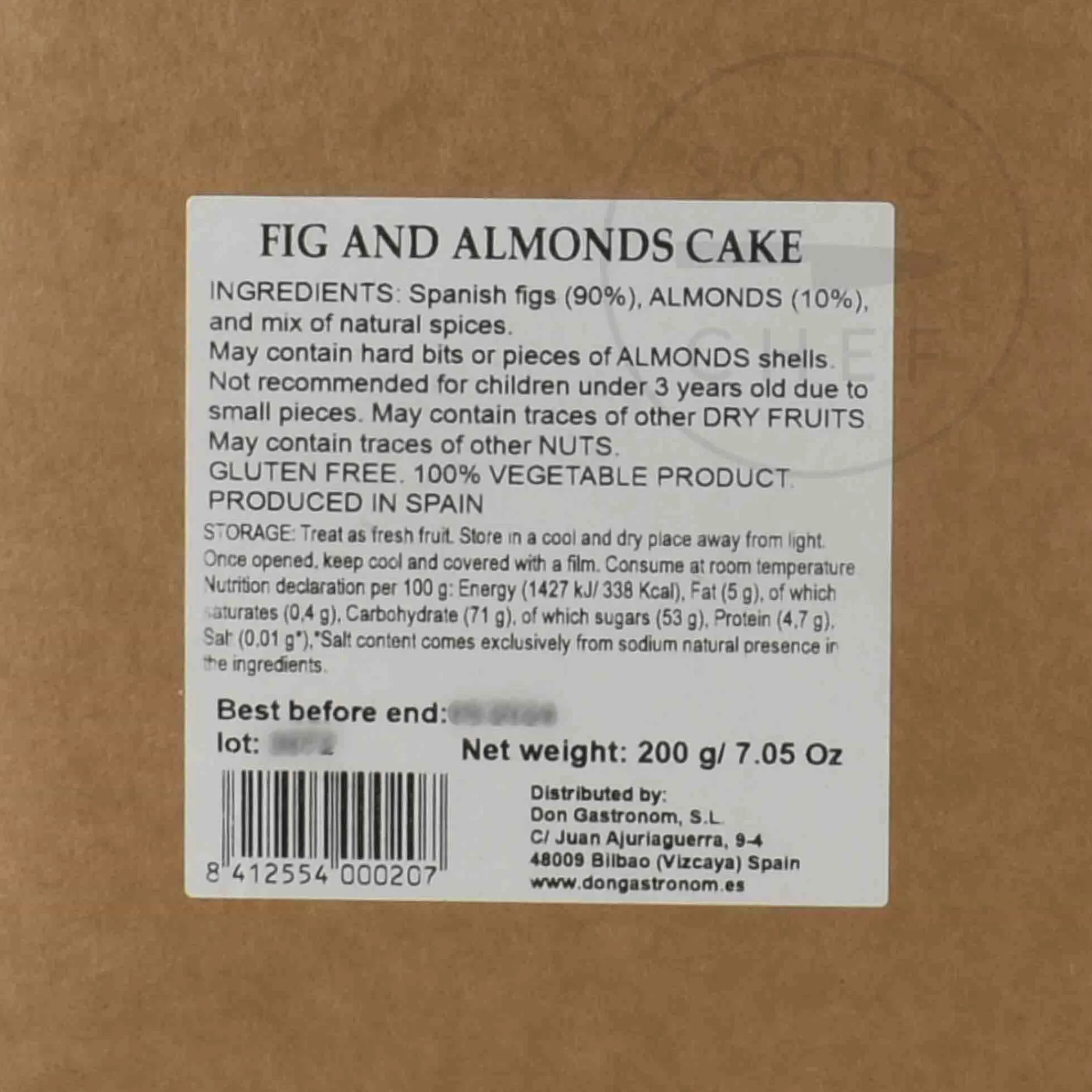 Sale Fig and Almonds Dried Fruit Cake, 200g Ingredients Brands|Spanish Ingredients