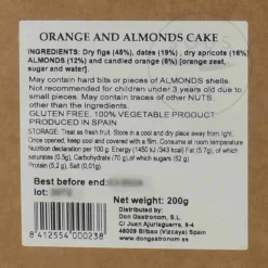 New Fig, Orange & Almond Dried Fruit Cake, 200g Ingredients Brands|Spanish Ingredients