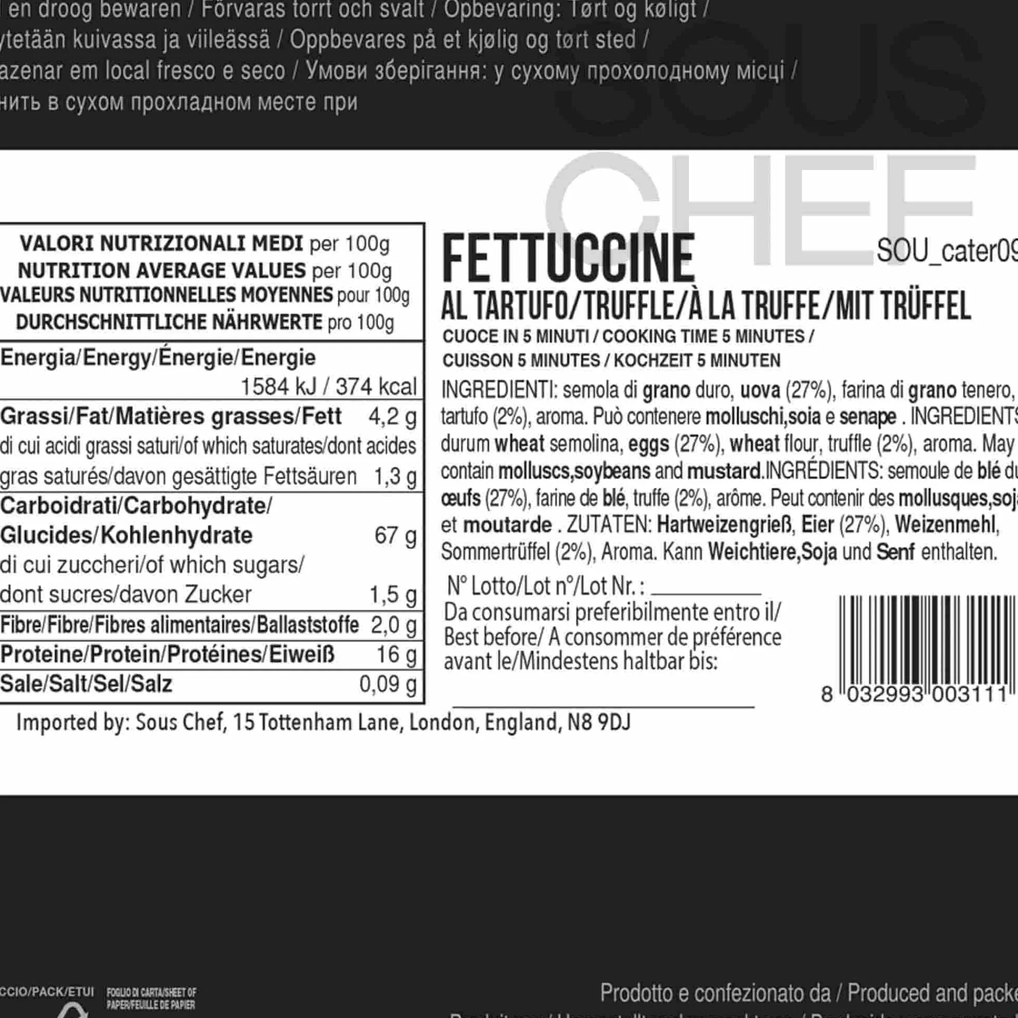 Outlet Truffle Fettuccine Pasta, 500g Ingredients Brands|Italian Ingredients