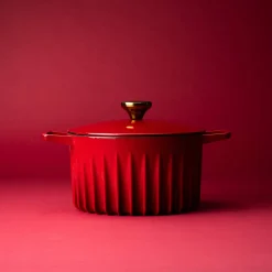 Clearance Red Cast Iron Dutch Oven, 26cm French Ingredients|Pots & Pans