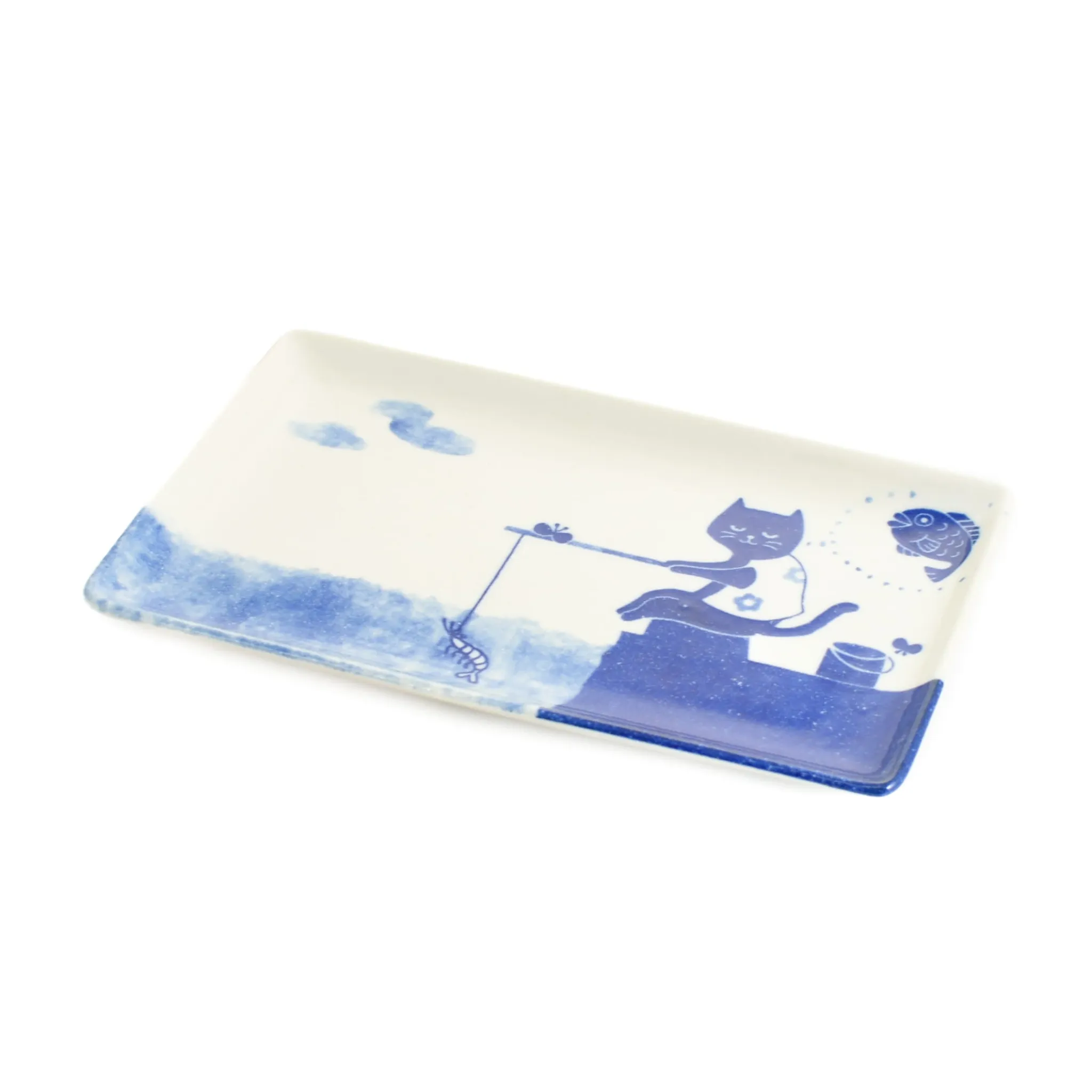 Outlet Fishing Cat Sushi Plate, 23.5cm Plates|Japanese Tableware