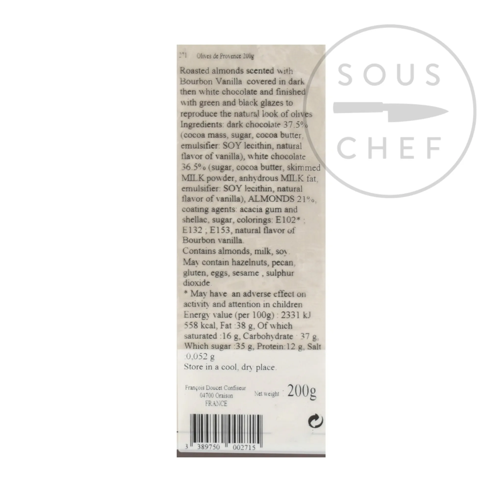 Hot Chocolate Olives, 200g Ingredients Brands|French Ingredients