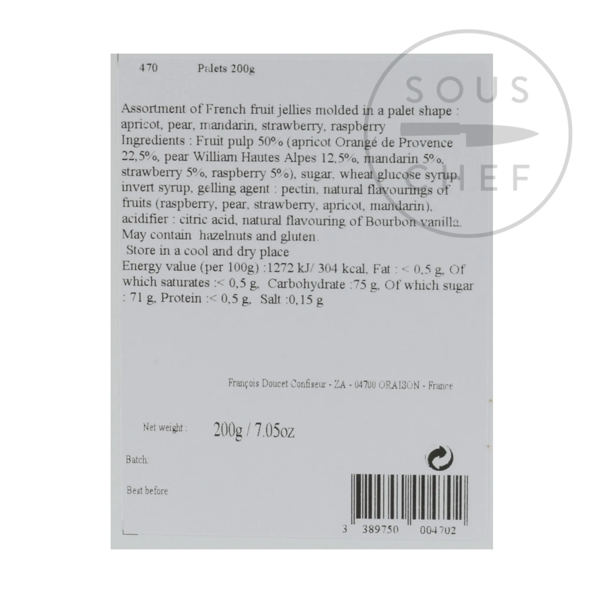 New Fruit Jellies, 200g Ingredients Brands|French Ingredients