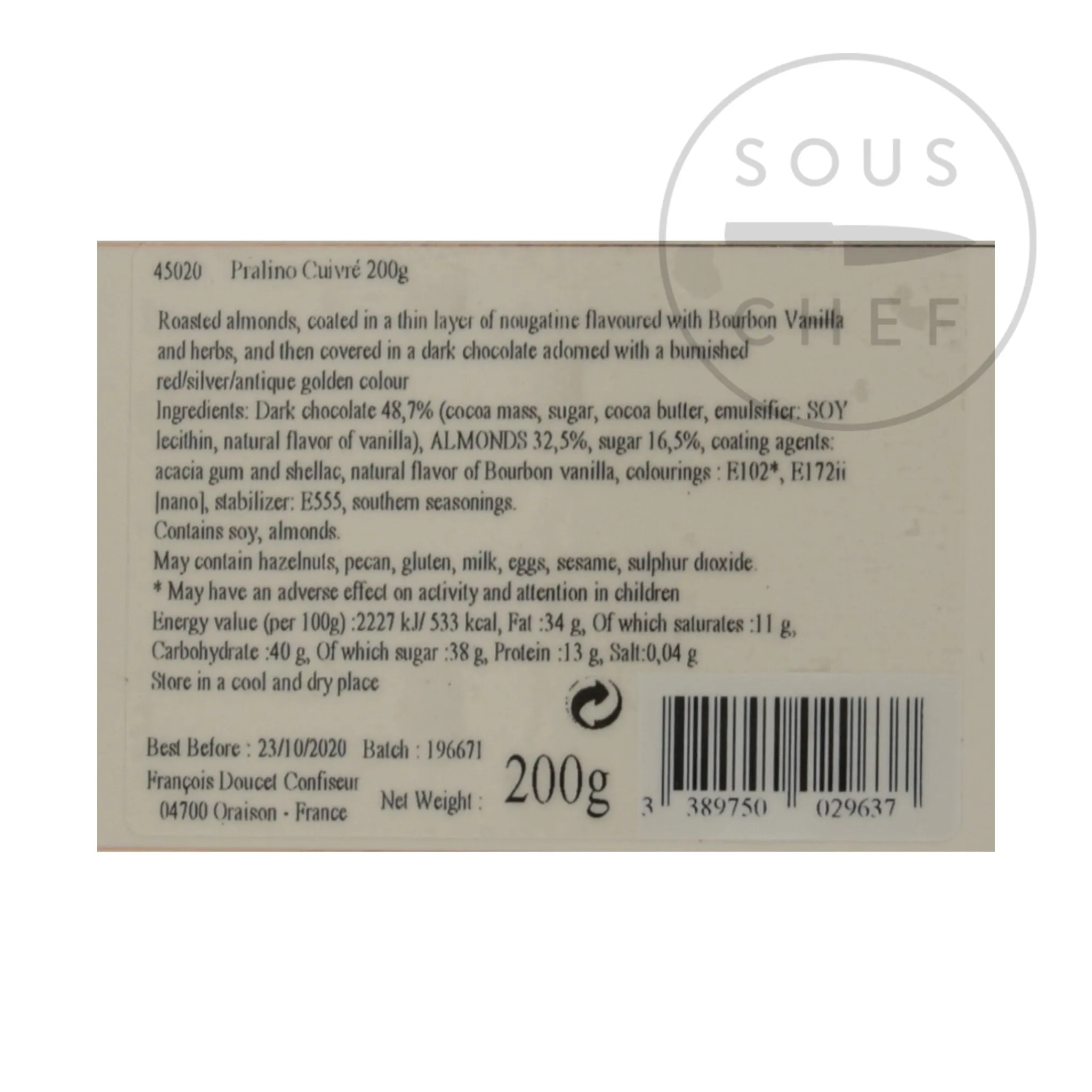 New Gold Pralines, 160g Ingredients Brands|French Ingredients