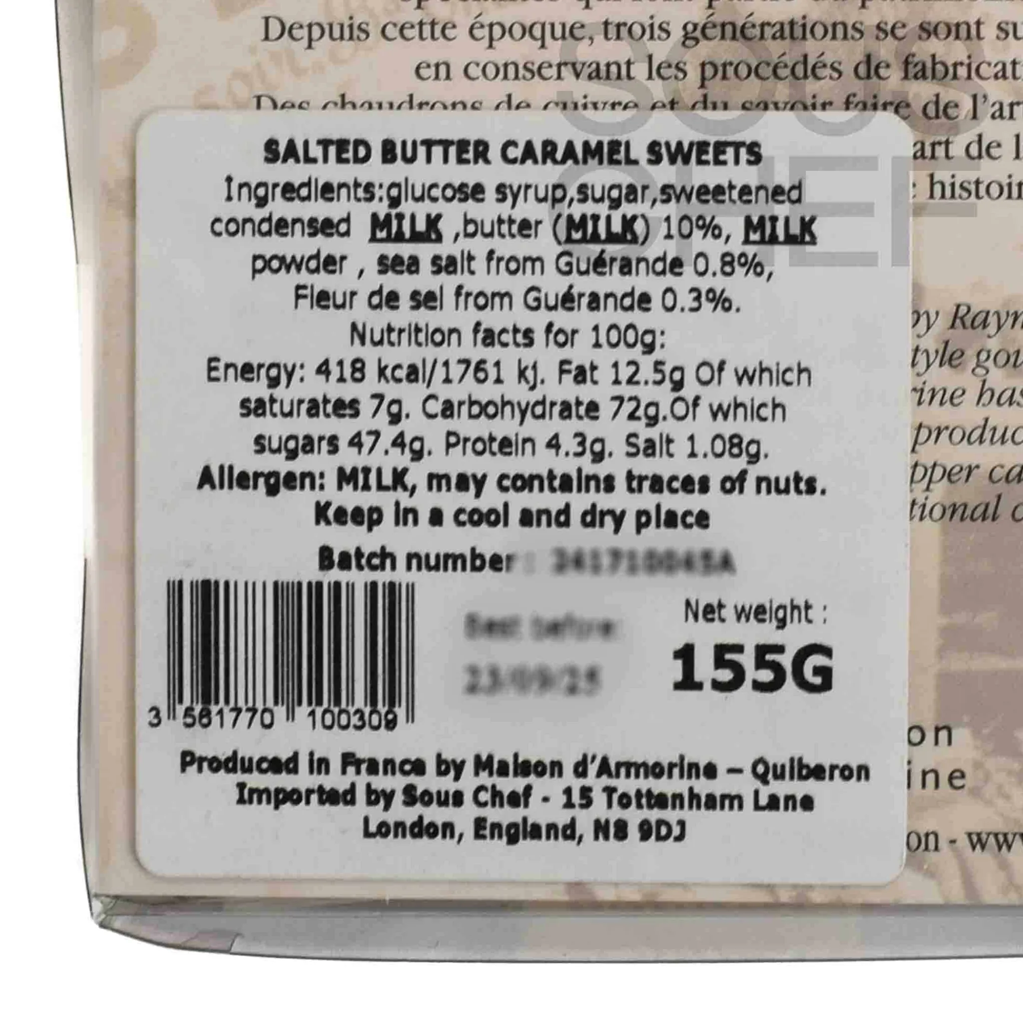 Clearance French Salted Butter Caramel Tray, 155g French Ingredients|Chocolate & Sweets