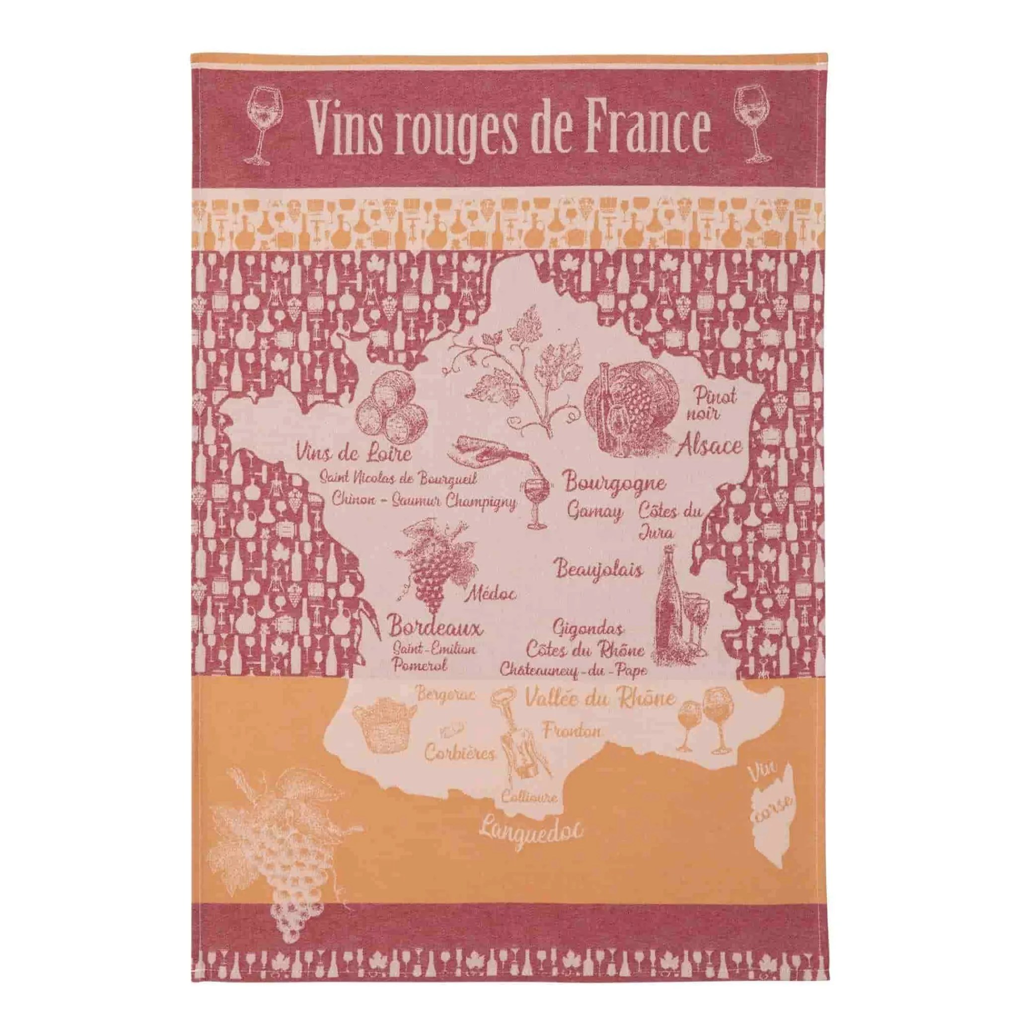 Clearance French Tea Towel - Vins Rouges de France French Ingredients|Kitchen Textiles & Clothing