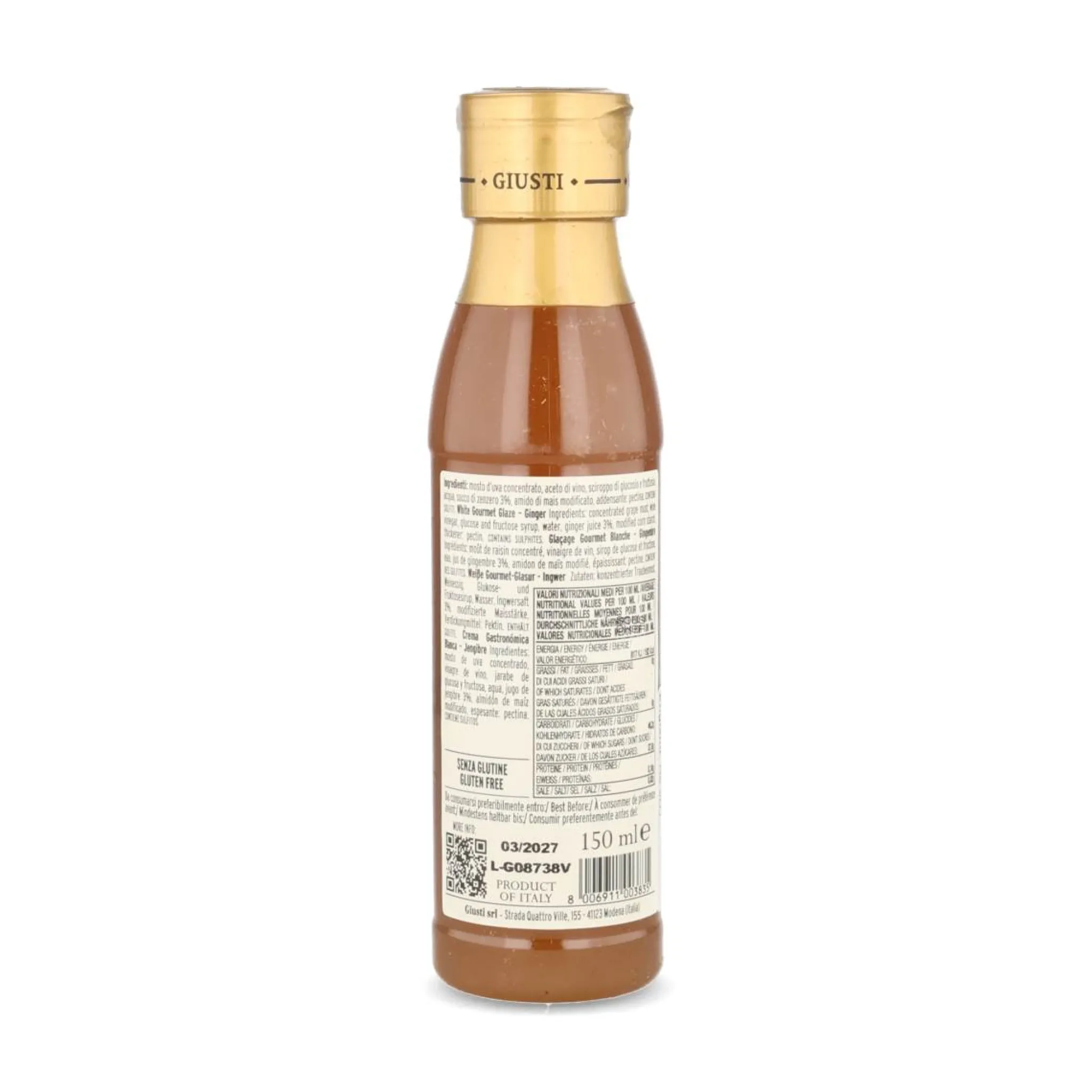 Giusti Balsamic Crema Ginger Glaze, 150ml Italian Ingredients|Oil, Vinegar & Dressings