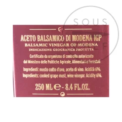 Giusti 3 Gold Medal Balsamic Vinegar 12 Year Aged, 250ml Italian Ingredients|Oil, Vinegar & Dressings