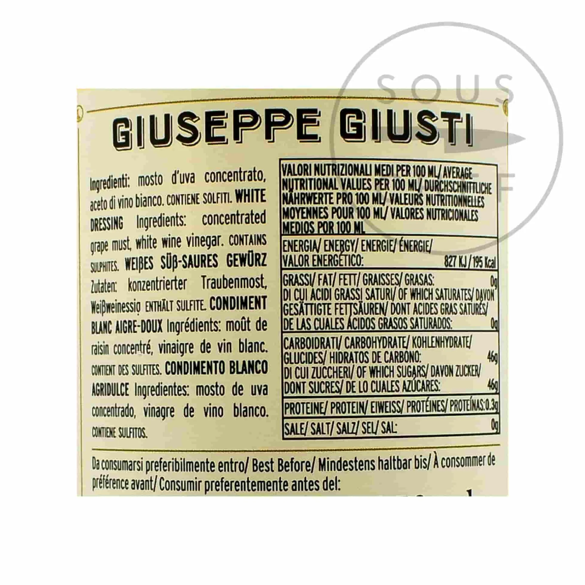 Online Giusti Sweet & Sour White Balsamic Condiment 5 Year Aged, 250ml Italian Ingredients|Oil, Vinegar & Dressings