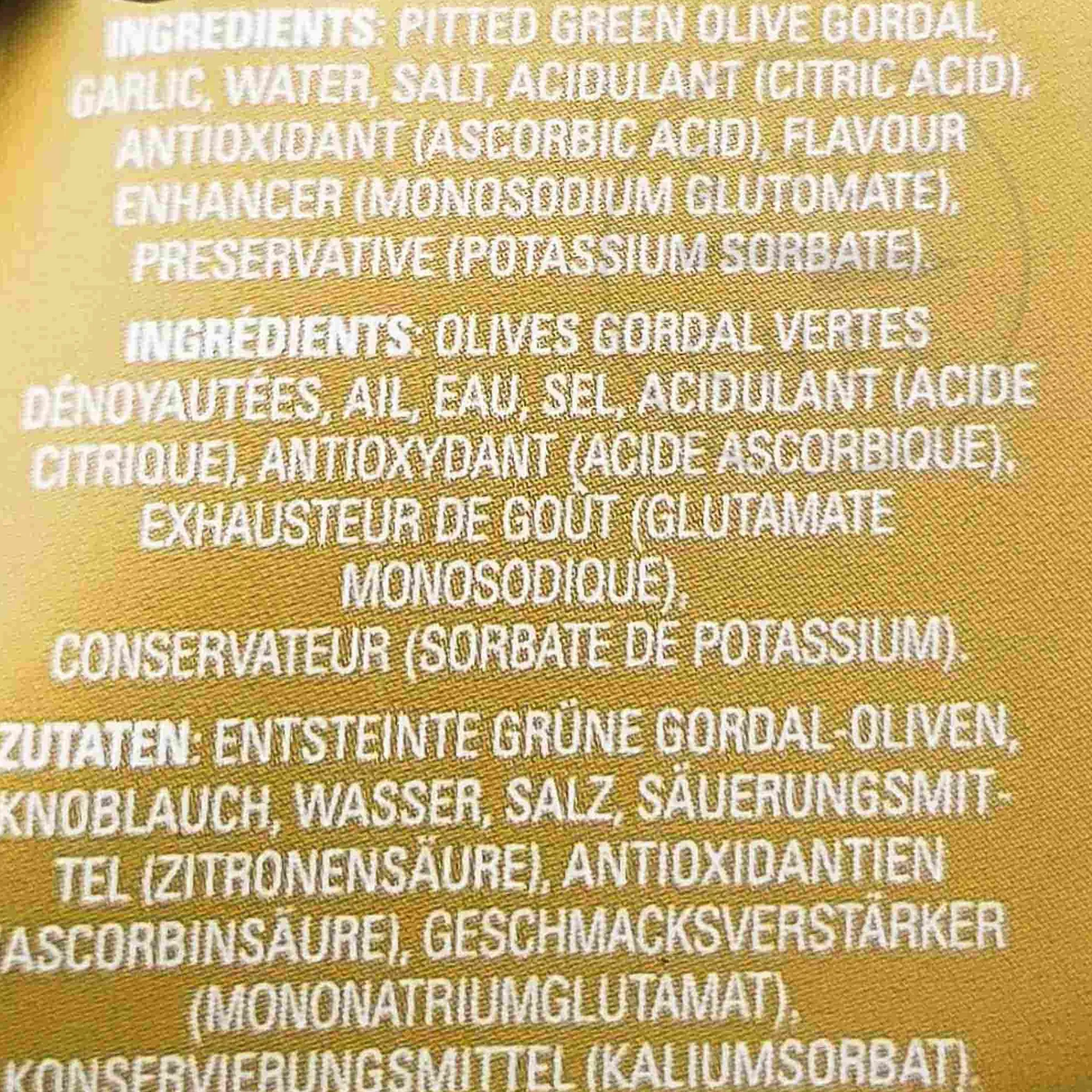 New Gordal Olives with Garlic, 580ml Ingredients Brands|Spanish Ingredients
