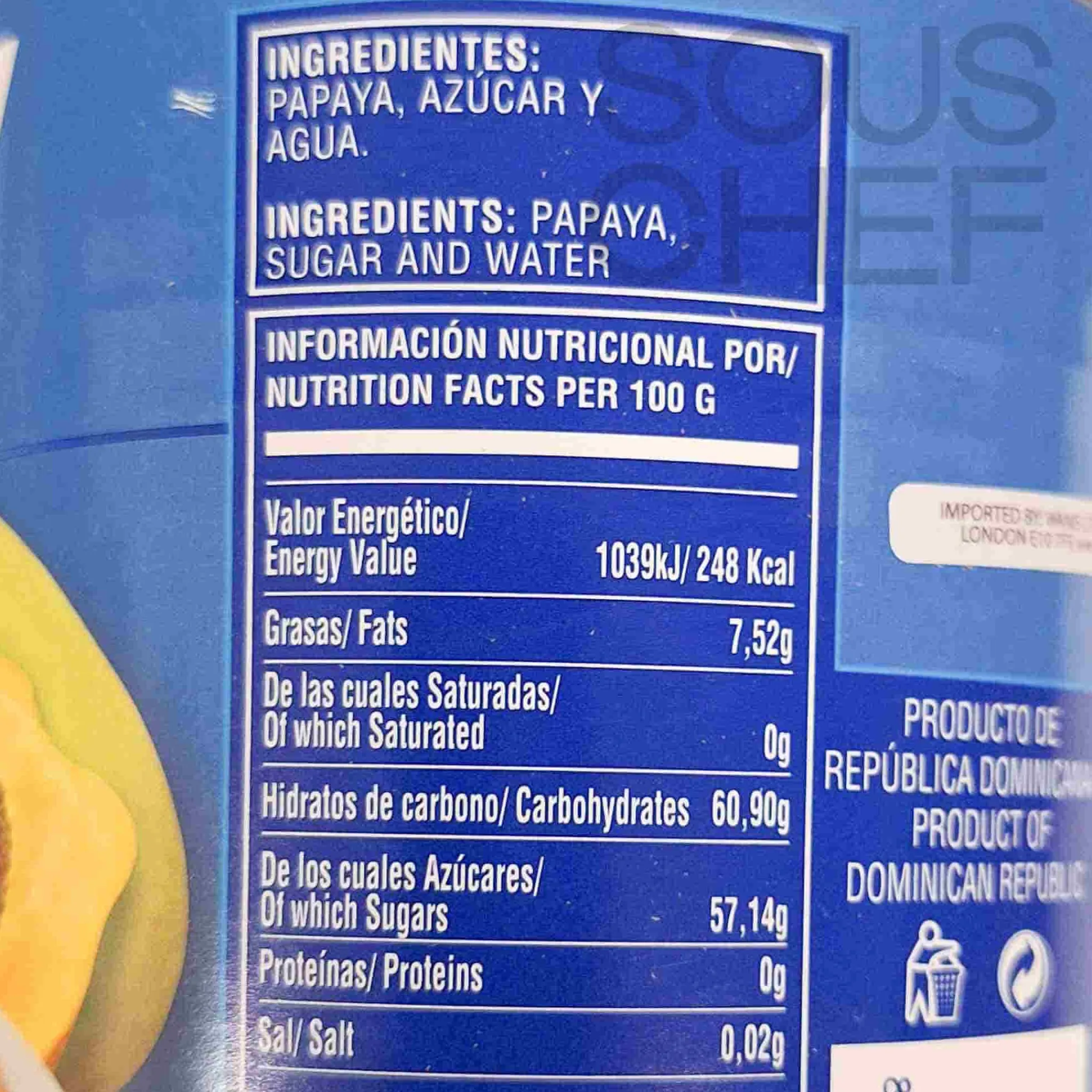 Hot Papaya Chunks in Heavy Syrup, 963g Ingredients Brands|Baking Ingredients