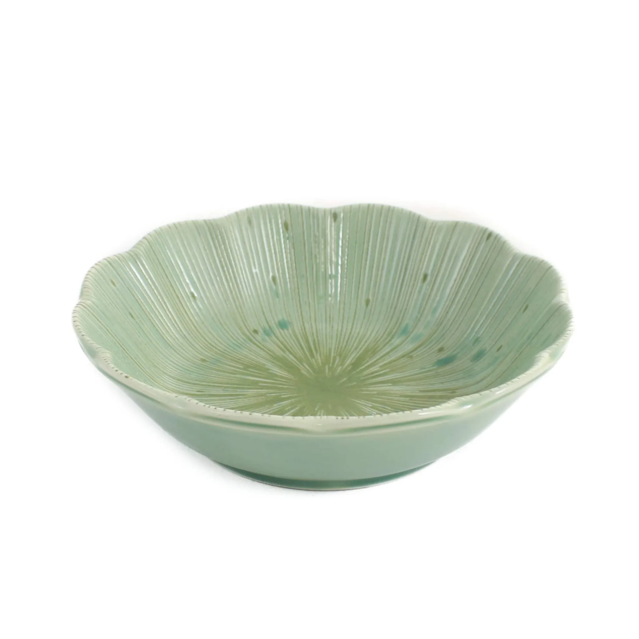 Hot Green Scalloped Japanese Bowl, 13.5cm Japanese Ingredients|Japanese Tableware