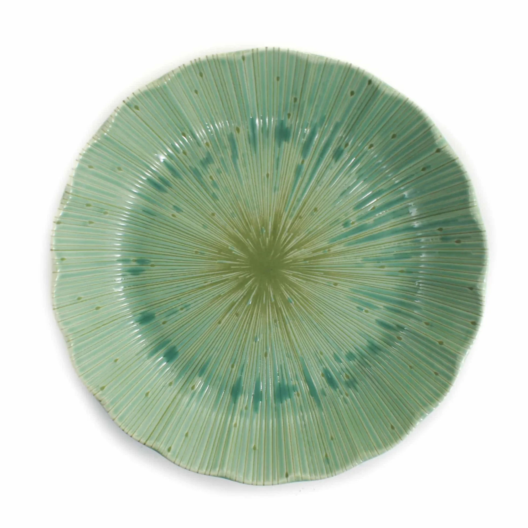 Hot Green Scalloped Japanese Deep Dinner Plate, 22cm Japanese Ingredients|Plates
