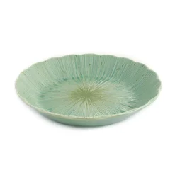 Hot Green Scalloped Japanese Deep Dinner Plate, 22cm Japanese Ingredients|Plates